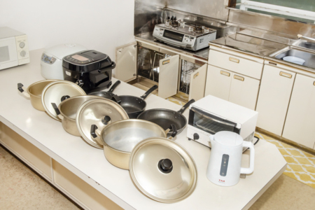 ガスコンロ2口炊飯器（10合）×2鍋3ケ