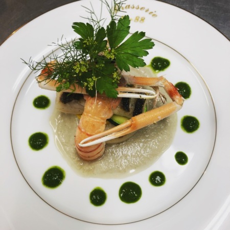 真鯛とラングスティーヌのポワレ 