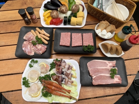 バーベキュー食材+道具レンタルセット