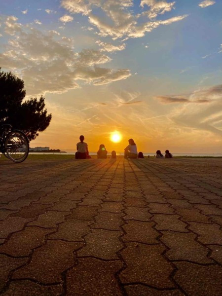 白砂青松100選　夕陽　二色の浜