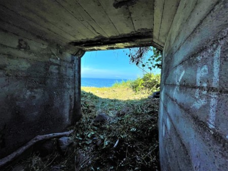 施設の専用通路から海へ