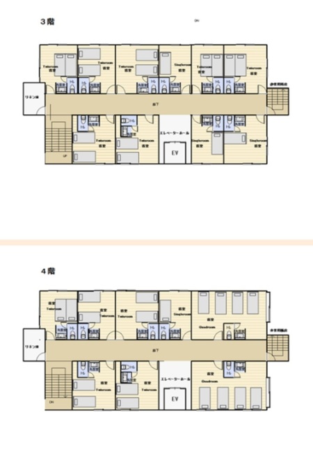 客室の間取図　３階・４階