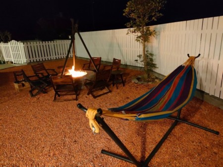 ハンモック　焚き火