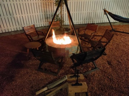 焚き火　薪割体験