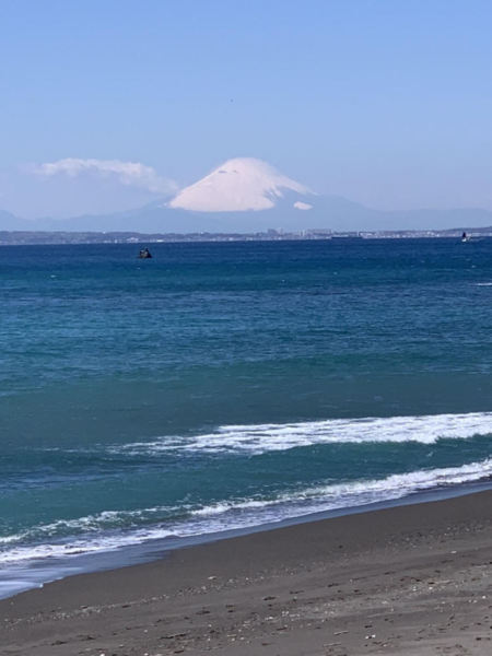 海を見ながら富士山鑑賞