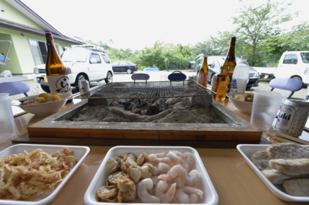 東屋でBBQ（屋根付きです）