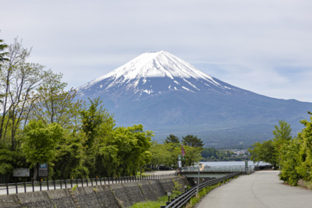 施設玄関から望む富士山