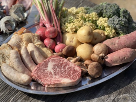 伊豆牛に金目鯛の干物・・・BBQプラン。
