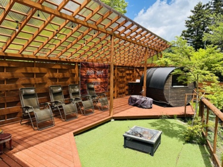 ドームC、焚火&バレルサウナスペース