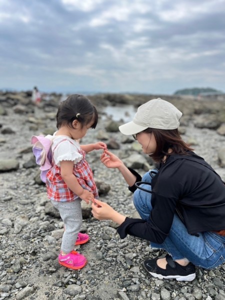 親子で海遊び