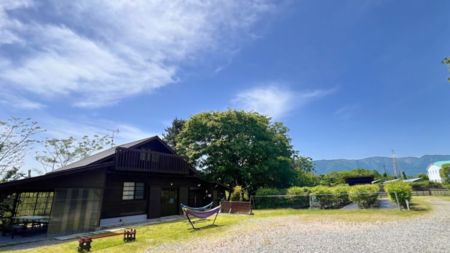 大コテージの横に広がるブルーベリー畑