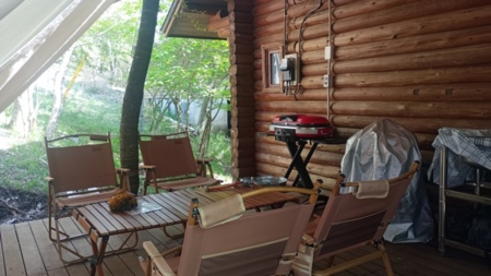 BBQ専用デッキ、ガス&炭火コンロ