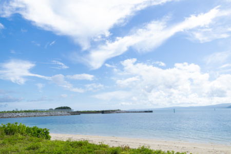 海沿いを散歩したり走ったり砂遊びしたり