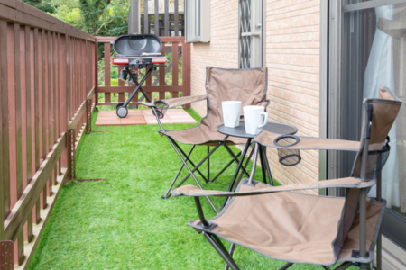 ベランダでBBQ可能！