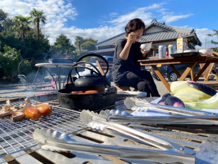BBQを楽しめるお庭