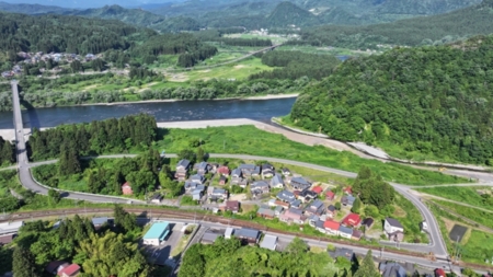 阿賀野川が流れる自然豊かな五十島集落