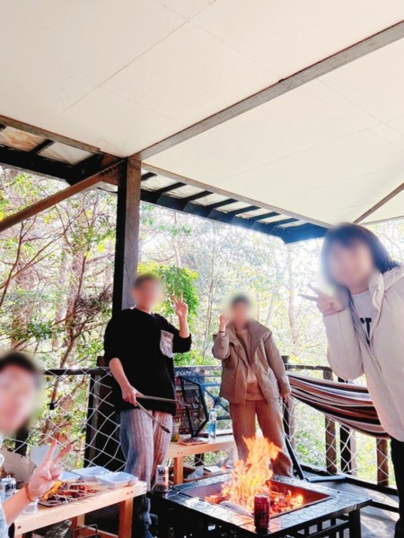 屋根付き地下BBQスペース