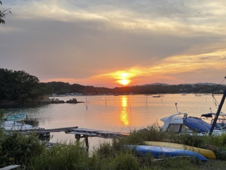 ８月の夕陽です