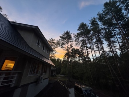 BBQガゼボから見える夕日