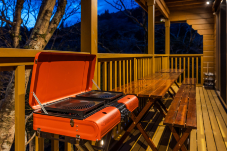 バーベキューグリル完備で大人数でも安心