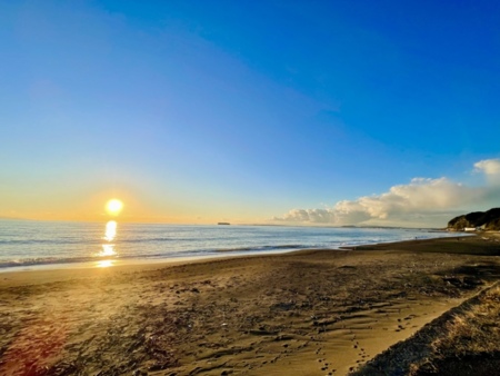 保田海岸の夕日