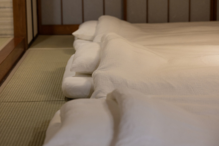 １階和室にお布団を敷いた様子