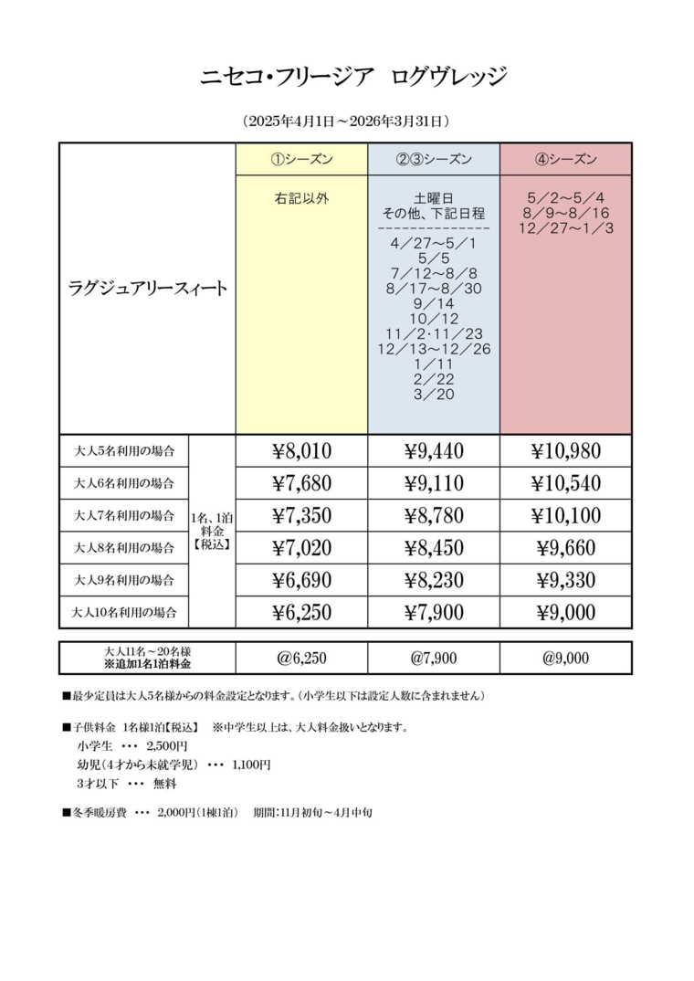 料金表