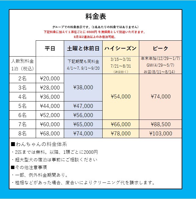 SKY DECK BASEの宿泊料金