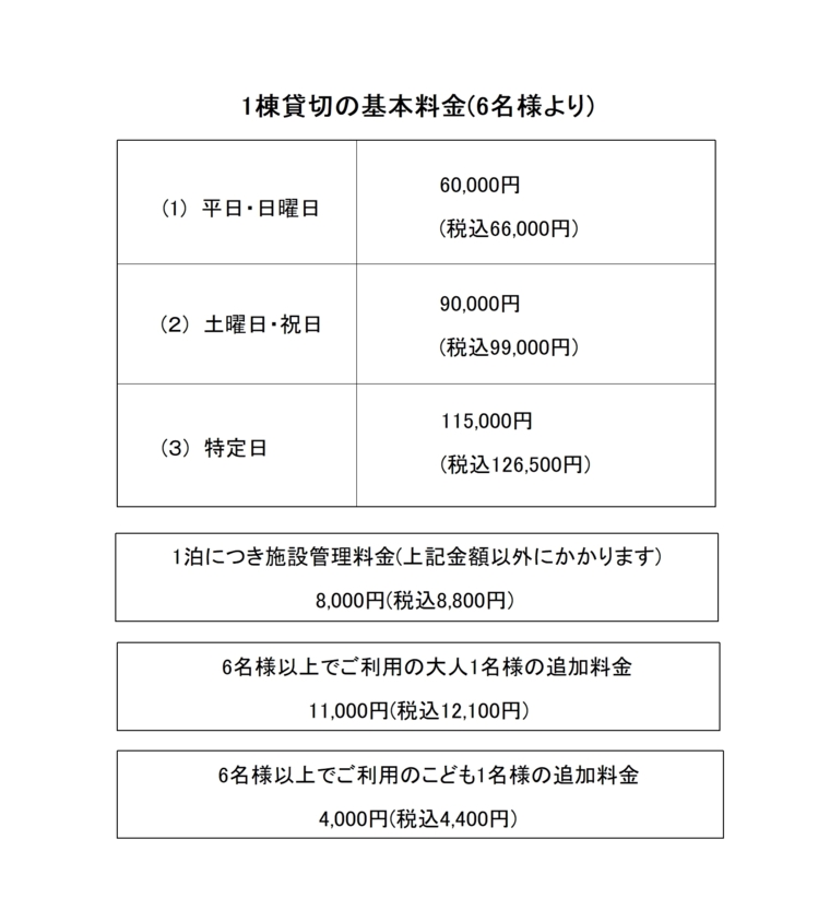 RE:VER北条の宿泊料金