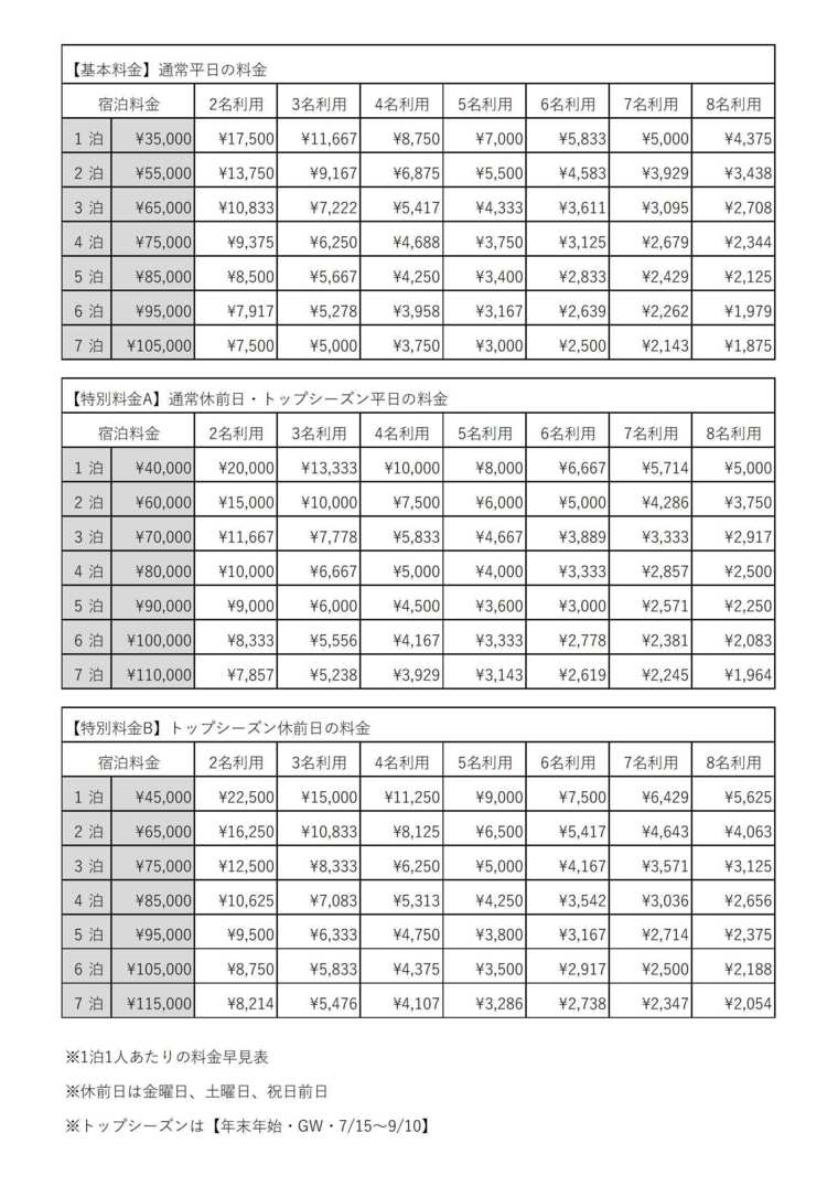 料金表