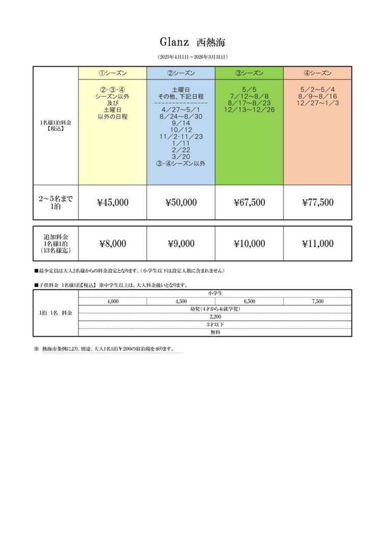 料金表