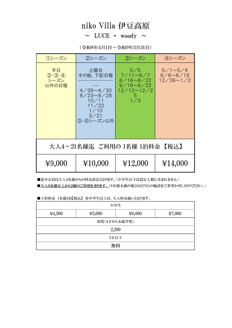 料金表