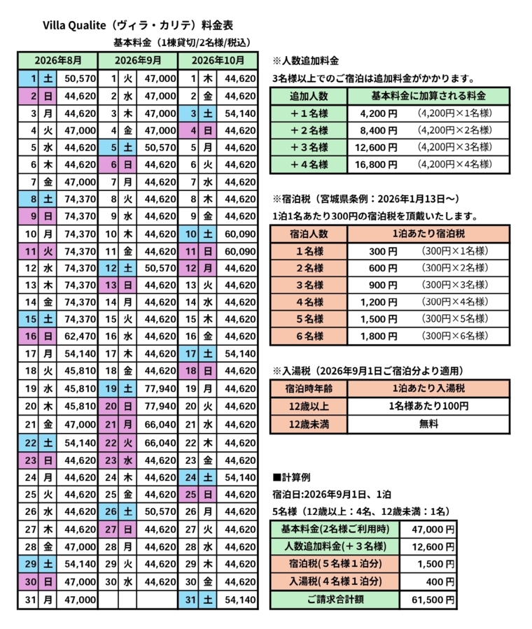 料金表