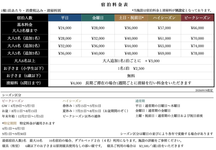 料金表