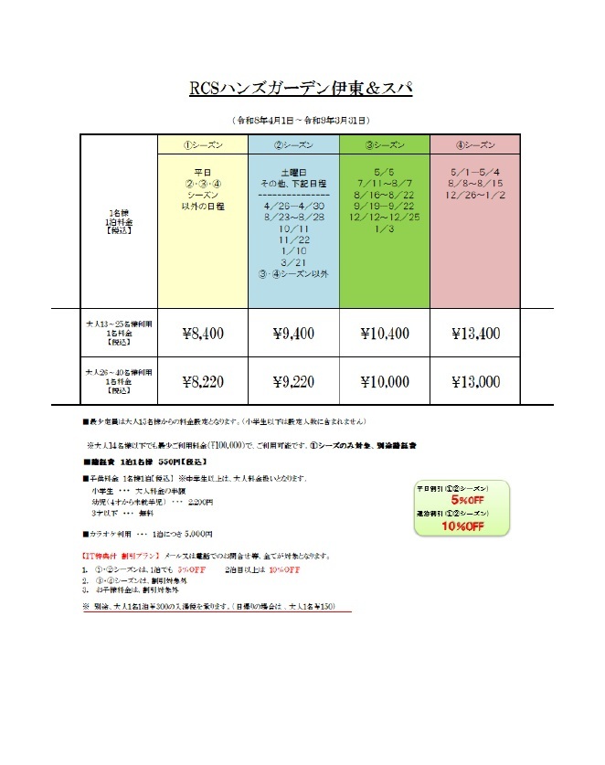 料金表
