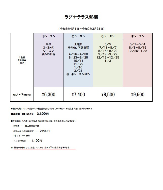 料金表