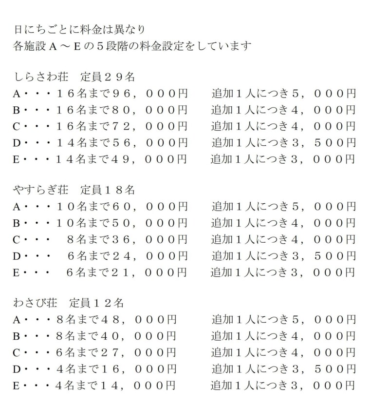 料金表